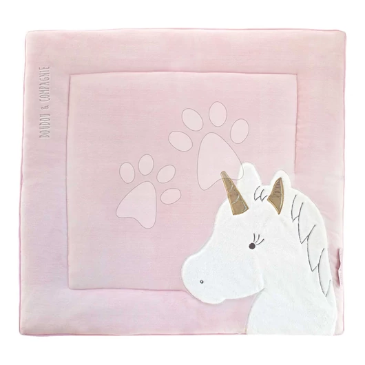 Textil játszószőnyeg egyszarvúval Park Mat Unicorn Doudou et Compagnie rózsaszín 100*100 cm 0 hó-tól DC3318