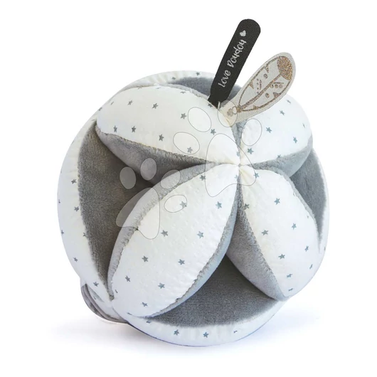 Senzorická loptička pre rozvoj zmyslov bábätka Attrape-Rêves Doudou et Compagnie s hrkálkou rôzne farby 15 cm od 0 mes DC3558
