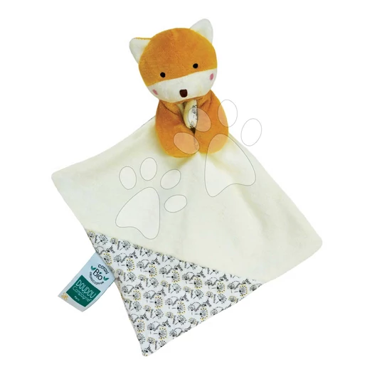Plüss róka dédelgetésre The Organic Fox Doudou et Compagnie mintás 20 cm ajándékcsomagolásban 3 különböző fajta 0 hó-tól DC3841