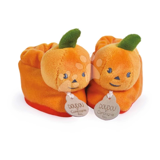 Papučky pre bábätko Tekvica Booties My First Halloween Doudou et Compagnie v darčekovom balení oranžové od 0-6 mes DC3889
