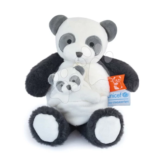 Plyšová panda s mláďatkom Panda Unicef Collection Doudou et Compagnie v darčekovom balení biela 25 cm od 0 mes DC3987