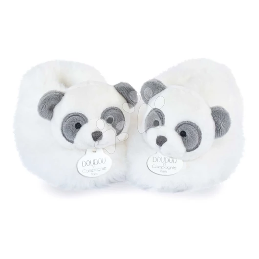 Papučky pre bábätko Panda Unicef Collection Doudou et Compagnie v darčekovom balení biele 0-6 mes DC4001