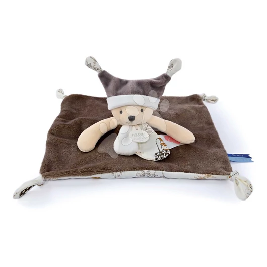 Plyšový medvedík na maznanie Bear Taupe Flat Comforter Doudou et Compagnie s QR kódom na rozprávky hnedý 25 cm od 0 mes DC4058