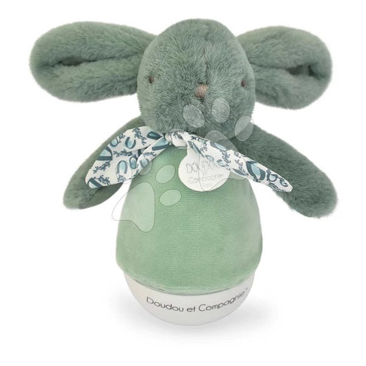 Plüss nyuszi Musical Night Light Green Doudou et Compagnie zenével fehér zajjal és fénnyel zöld 16 cm 0 hó-tól DC4197