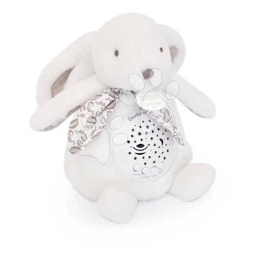 Plüss nyuszi Musical Night Light Star Projector White Doudou et Compagnie fénnyel zenével és fehér zajjal fehér 16 cm 0 hó-tól DC4202