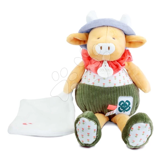 Plüss boci kendővel dédelgetésre Aneth the Cow In my Garden Pantin with a Comforter Doudou et Compagnie ajándékcsomagolásban 28 cm 0 hó-tól DC4323