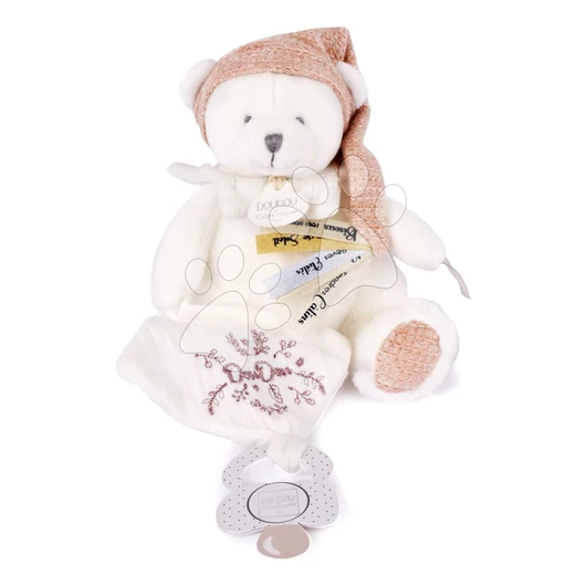 Plüss mackó cumicsipesszel Doudou 25 Ans Dummy Holder Pink Doudou et Compagnie szülinapi kiadás rózsaszín 20 cm 0 hó-tól DC4330