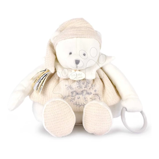 Plüss mackó dédelgetésre Dodou 25 Ans Activity Puppet White Doudou et Compagnie fehér 30 cm 0 hó-tól DC4343