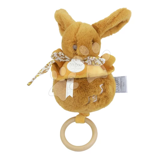 Plüss nyuszi dallammal Lapin Dodou Music Box Ochre Doudou et Compagnie ajándékcsomagolásban barna 20 cm 0 hó-tól DC4369