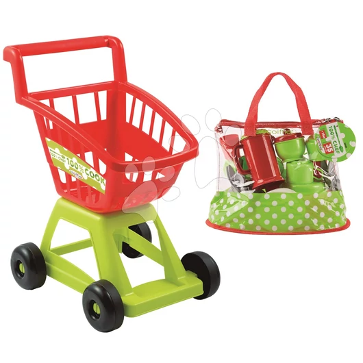 Bevásárlókocsi és táska 100% Cook Écoiffier étkészlettel és edényekkel 35 darabos 18 hó-tól