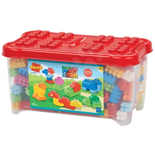 Écoiffier építőjáték Abrick tárolódobozban 275 építőkockával és állatkákkal 1389