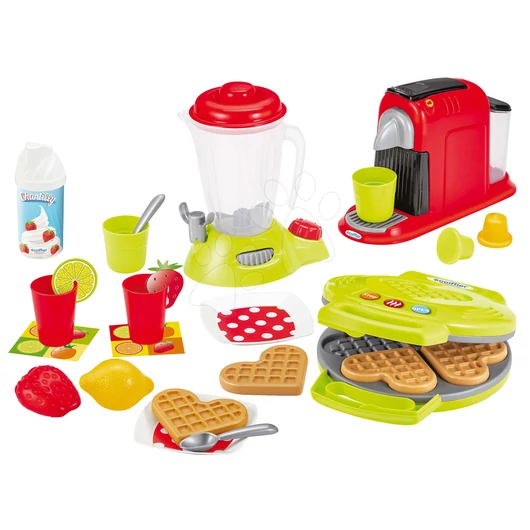 Gofrisütő turmixgéppel és kávéfőzővel Small Household Appliances Écoiffier gofrikkal és 24 kiegészitővel 18 hó-tól