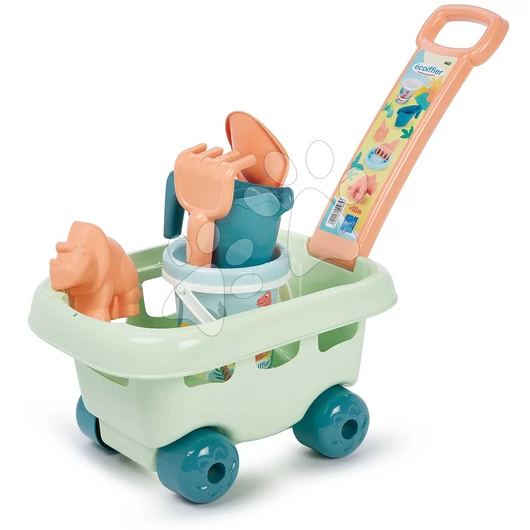 Húzható kiskocsi Garnished Dino Troley Écoiffier vödörrel és homokozóformával 18 hó-tól