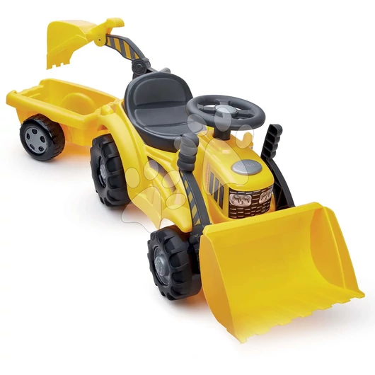Bébitaxi utánfutóval és homlokrakodóval Ride on Excavator with Trailer Écoiffier tárolóhellyel az ülés alatt 12 hó-tól