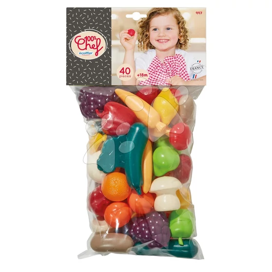 Élelmiszerek gyümölcsök és zöldségek 100% Chef Écoiffier 40 darab 18 hó-tól