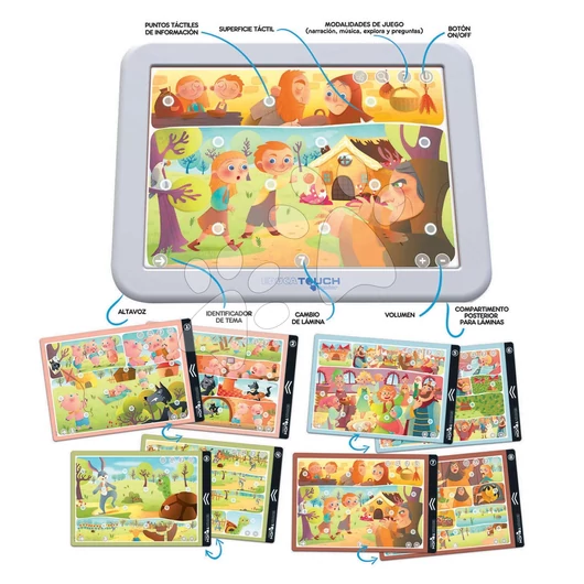 Táblagép elektronikus Nuevo Cuentacuentos Educa 4 mesével és tevékenységgel spanyolul 2 évtől EDU17952