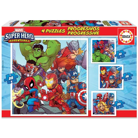 Puzzle Marvel Super Heroe Adventures Progressive 4in1 Educa 12-16-20-25 darabos