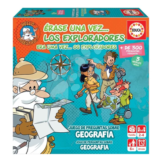 Társasjáték tudáspróba Once upon a time The Explorers Educa Földrajzot tanulunk 300 kérdés spanyolul és portugálul 6 évtől EDU18857