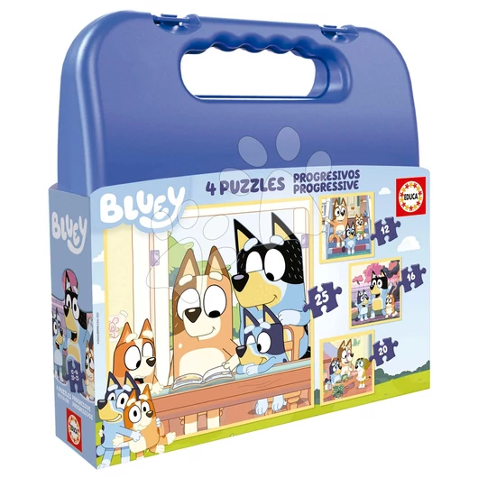 Puzzle Bluey Progressive Educa 12-16-20-25 darabos kofferben 3 évtől EDU19830