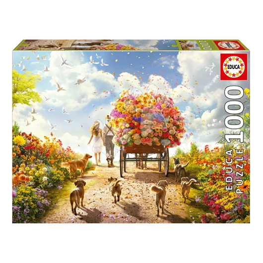 Puzzle Carrying Flowers Educa 1000 darabos és Fix ragasztó 11 évtől EDU19921