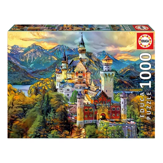 Puzzle Neuschwanstein Castle Educa 1000 darabos és Fix ragasztó 11 évtől EDU19933