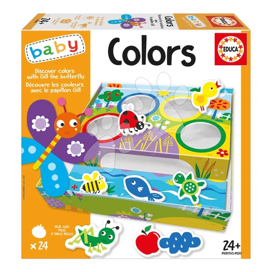 Oktatójáték legkisebbeknek Discover the colours with the Butterfly Greta Educa Ismerkedem a színekkel állatok révén angol és francia nyelven 24 hó-tól EDU19980