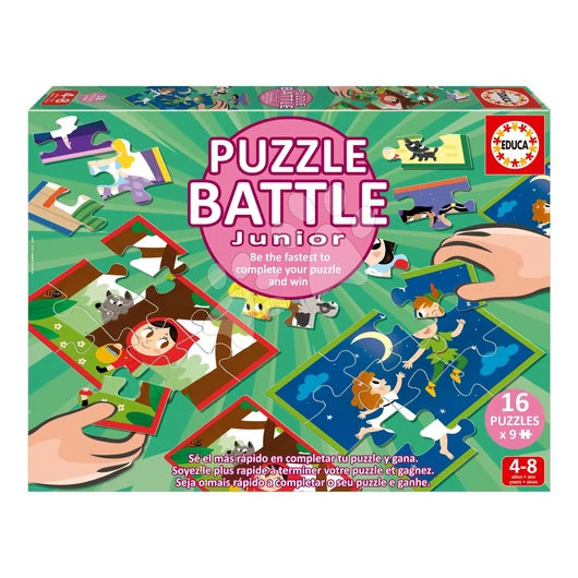 Puzzle Battle történetek Stories Junior Educa 16 fajta puzzle 144 darabos és 16 kártya ábrákkal 6 évtől EDU20117