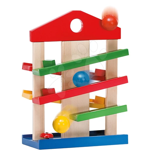 Fa golyófuttató pálya Runway Eichhorn készségfejlesztő játék 3 golyóval és csengővel 12 hó-tól