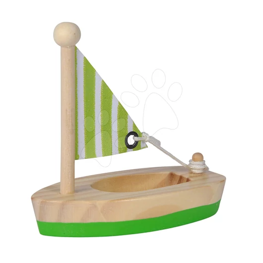 Fa vitorláshajók vízbe Sailing Boat Eichhorn textil vitorlával 11 cm hosszú 24 hó-tól