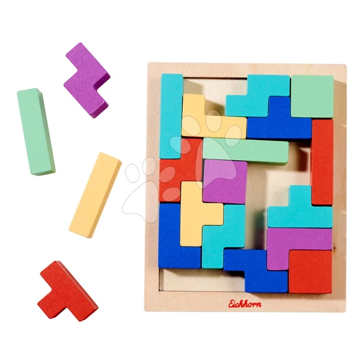 Fajáték Tetris Games Shape Eichhorn 20 színes kocka és alap