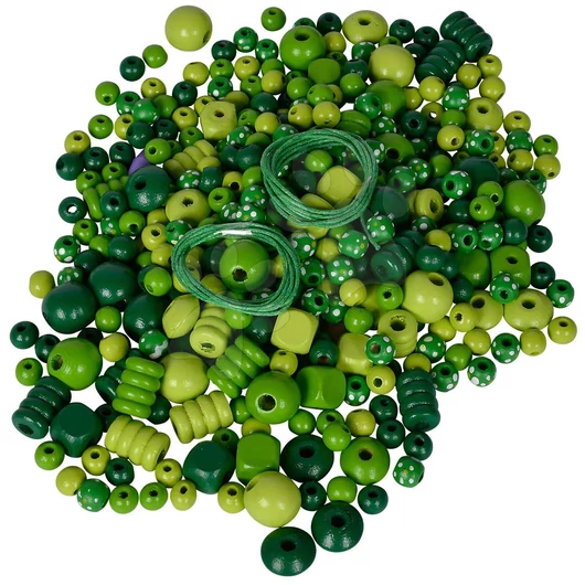 Fa gyöngyök táskában Wooden Bead-Set in Bag Eichhorn 388 darabos rózsaszin zöld vagy kék 4 évtől