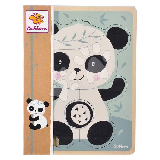 Fa formaillesztő puzzle Panda Eichhorn 6 részes 12 hó-tól