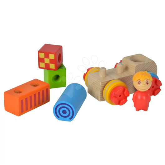 Fa építőjáték teherautó Constructor Maxi Truck Eichhorn 14 nagy elem legkisebbeknek 24 hó-tól