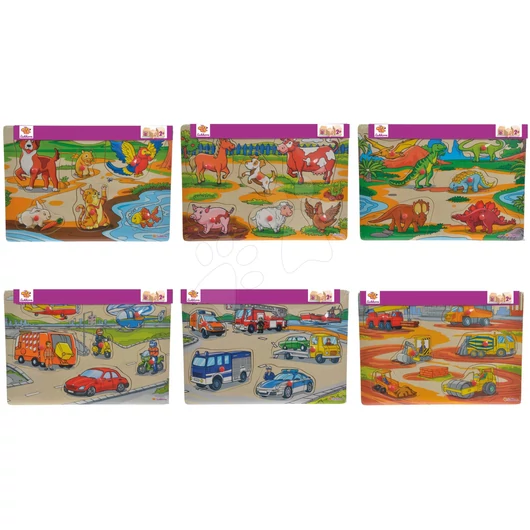 Fa puzzle Pin Puzzle Eichhorn 6 formaillesztő ábra állatkák járművek 24 hó-tól