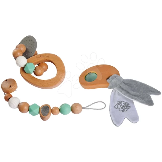 Fa szett Baby Pure Gift Set Eichhorn cumitartó lánc csörgő rágóka legkisebbeknek 0 hó-tól