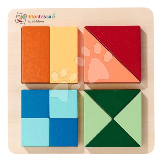 Fa formaillesztő puzzle Színek és formák Montessori Shape Puzzle Eichhorn 12 különböző formájú kocka 24 hó-tól EH6032