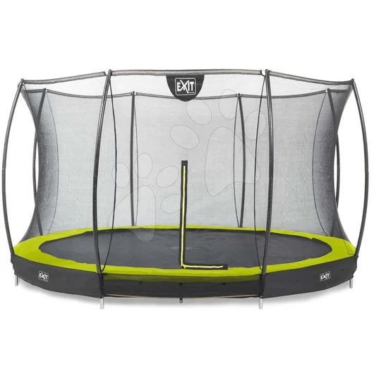 Trambulin védőhálóval Silhouette Ground Exit Toys talajmenti 366 cm átmérővel zöld