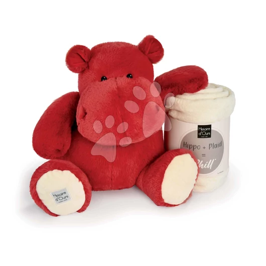 Plüss víziló takaróval Red Love Hippo Chill Histoire d’ Ours piros 45 cm 0 hó-tól HO3287