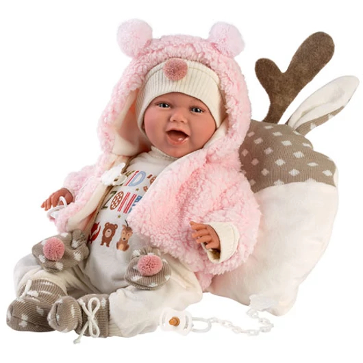 Llorens: Mimi újszülött 40cm-es síró kislány baba Kid's Zone pulcsiban