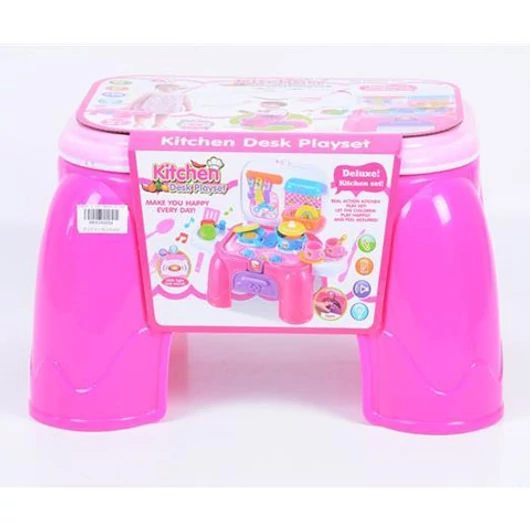 Rózsaszín konyhai készlet hordozható tároló ülőkével