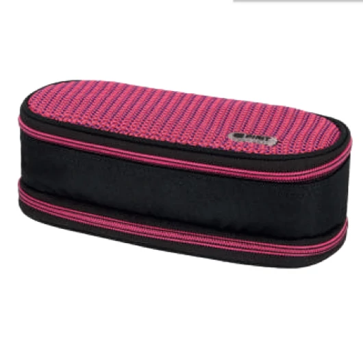 Spirit: My Bag fekete és pink két rekeszes ovális tolltartó