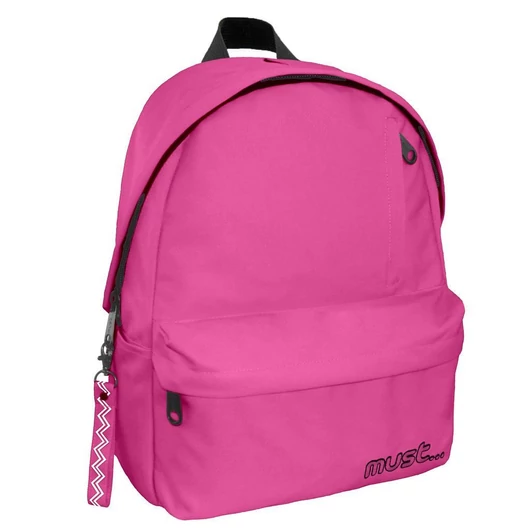 Must: Lekerekített pink négyrekeszes iskolatáska, hátizsák 32x17x42cm