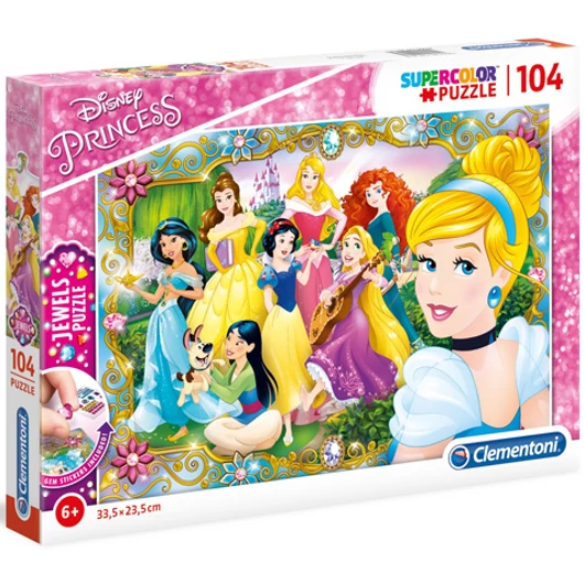 Disney Hercegnők Supercolor ékszer-puzzle 104db-os - Clementoni