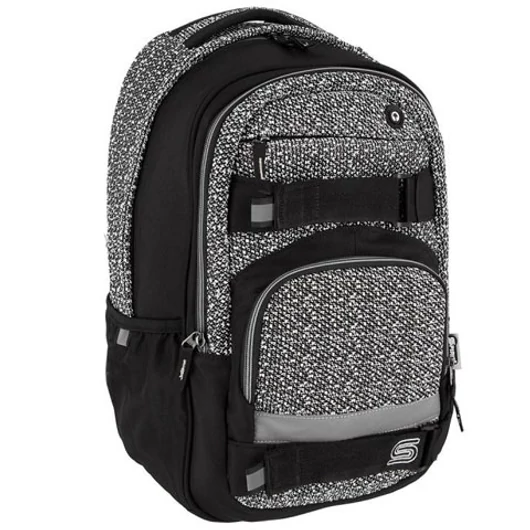 Spirit: Campus fekete-fehér lekerekített iskolatáska, hátizsák 46x32x19cm