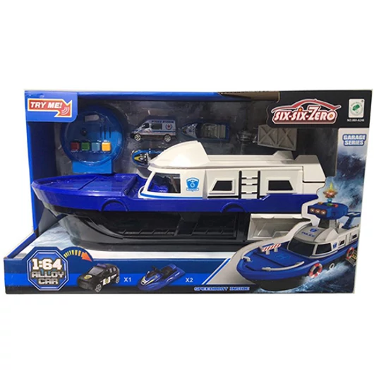 Rendőr motorcsónak 3db járművel, fény és hang effektekkel