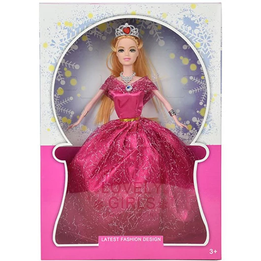 Hosszú szőke hajú divatbaba estélyi ruhában 29cm