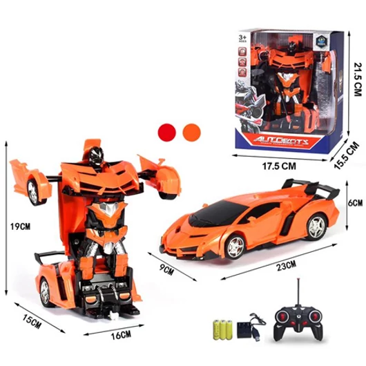 Robottá alakítható távirányítós autó fénnyel és hanggal 1/18