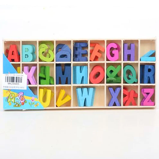Színes ABC betűk fából 130db-os szett fa tárolóban