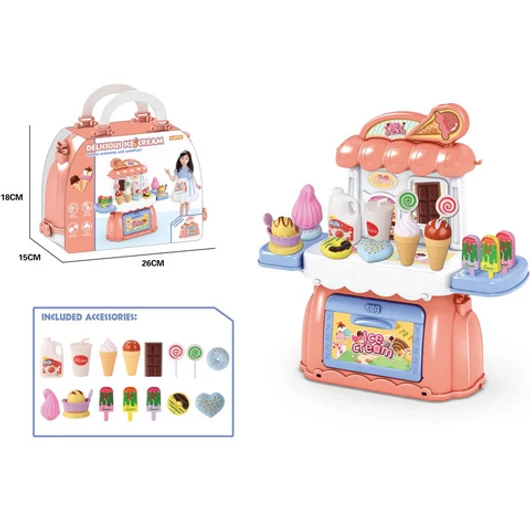 Fagyis készlet barackszín kinyitható táskában 18x15x26cm