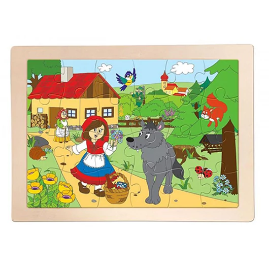 Piroska és a farkas 24db-os keretes fa puzzle - Woodyland